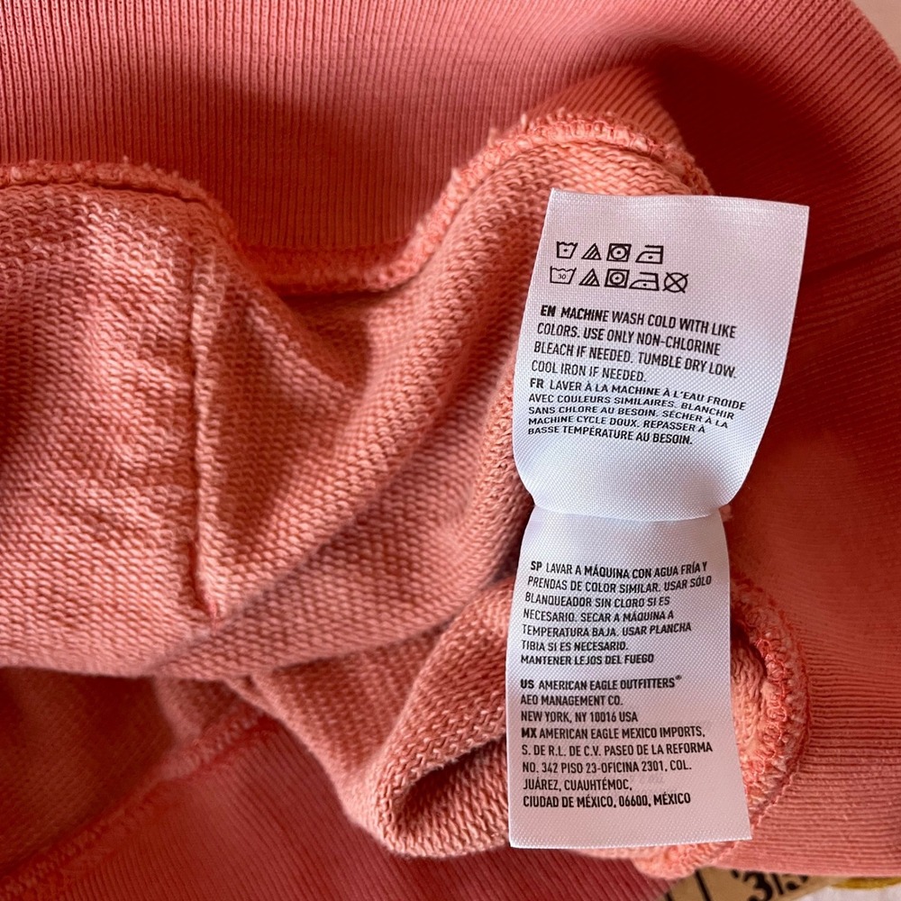 American Eagle Mens XXL Coral Pink 100% Cotton Pullover Hoodie Sweatshirt NWOT - Picture 11 of 13